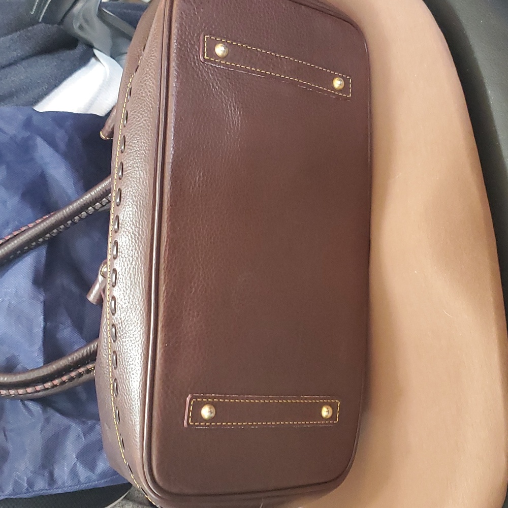 Dooney Florentine Vintage Whipstitch Tomoro Brown Tote Bag - Picture 5 of 10